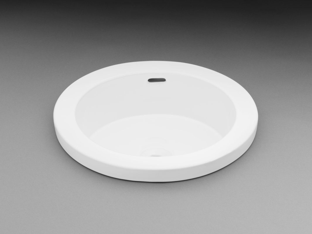 Ronbow Round Ceramic Circular DropIn Bathroom Sink with Overflow